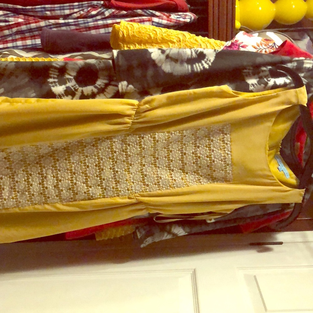Cute mustard and gold dress